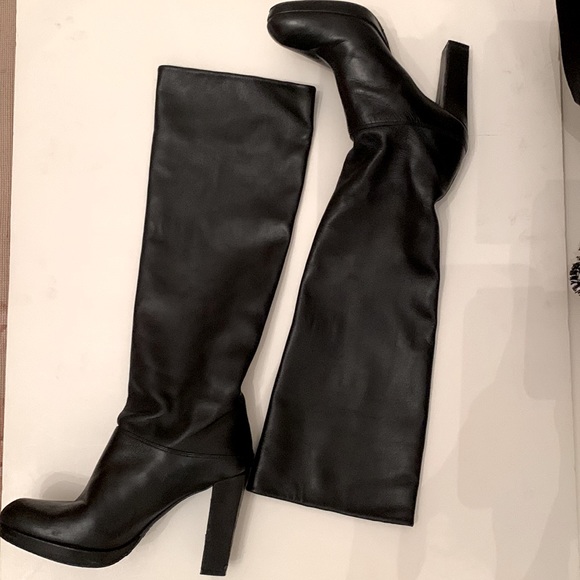 Stuart Weitzman Black Tall Platform Chunky Heel Soft Leather Knee Boot Celeb 🖤 - Picture 16 of 16